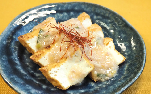 アキモ白菜餃子の具あんかけ厚揚げ